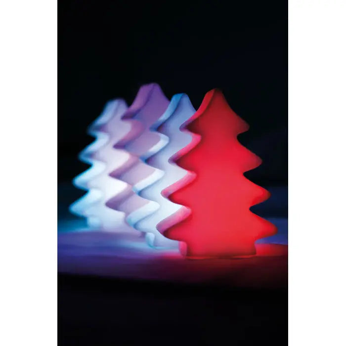 Lampă de crăciun lumina care schimba culoarea roșie strălucitoare cu margini ondulate din plastic neted