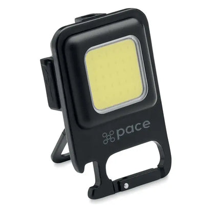 Lumina cob multifunctionala lampa de lucru portabila led din plastic negru cu bec cob patrat galbui si suport multifunctional