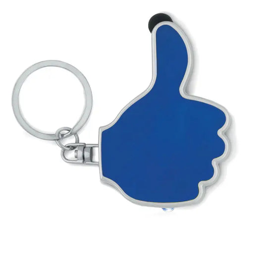 Lumina cu leduri albastru in forma de like cu contur metalic argintiu si inel circular pentru chei