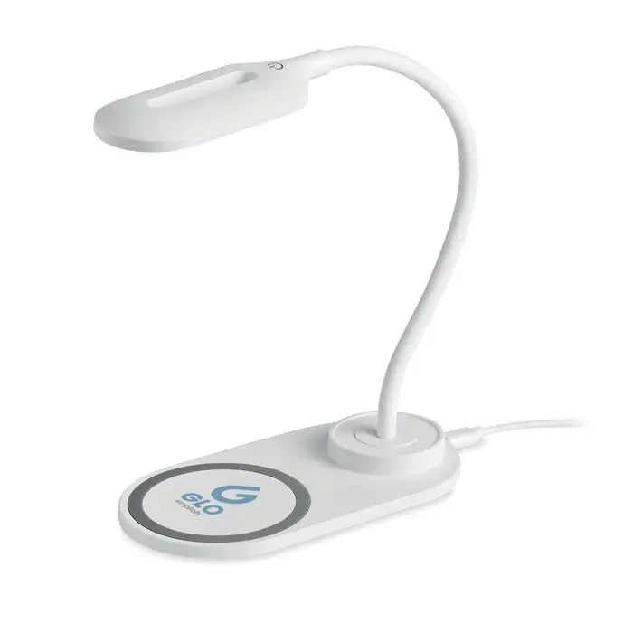 Lumina de birou alba cu gat flexibil si incarcator wireless integrat de 10w pentru birou eficient