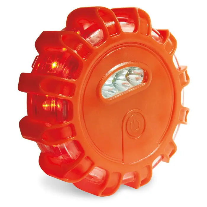 Lumina de urgenta pentru masina portocalie din plastic cu led integrat si margini zimtate pentru siguranta auto