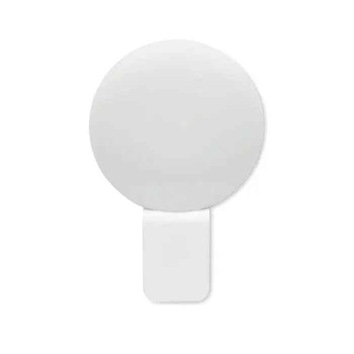 Lumina led pentru selfie cu clips-on cu agățătoare adezivă albă cu partea plată rotundă și bază dreptunghiulară