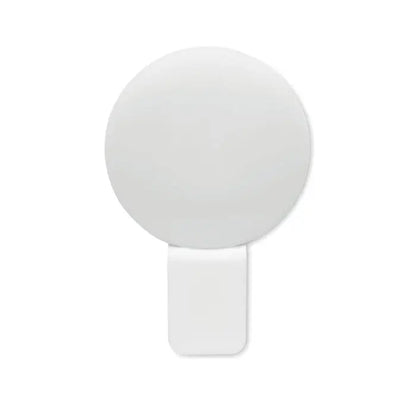 Lumina led pentru selfie cu clips-on cu agățătoare adezivă albă cu partea plată rotundă și bază dreptunghiulară
