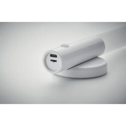 Stație de încărcare usb albă cilindrică lumina reincarcabila si senzor cu design minimalist și porturi duble