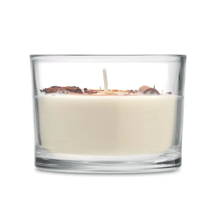Maner de ceara pe baza de plante 300 gr crema cu parfum si plante uscate in recipient de sticla transparenta