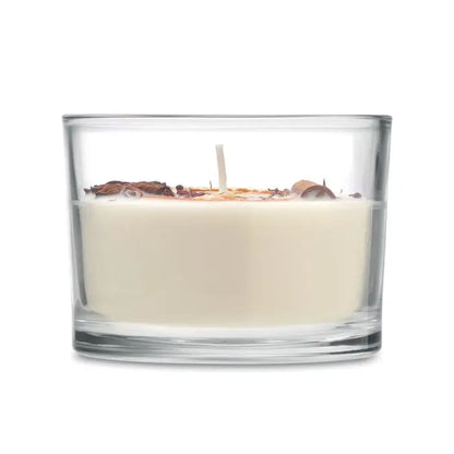 Maner de ceara pe baza de plante 300 gr crema cu parfum si plante uscate in recipient de sticla transparenta