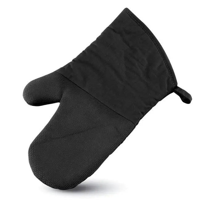 Manusa de cuptor din bumbac neagra cu tesatura texturata si cusaturi intarite pentru protectie sigura