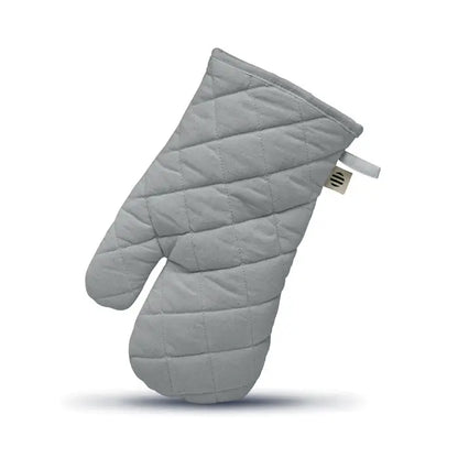 Manusa de cuptor gri matlasata din bumbac organic cu textura moale si cusaturi subtile