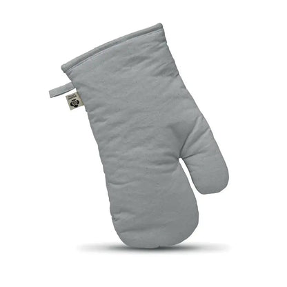 Manusa de cuptor din bumbac organic gri deschis cu design simplu si quiltata, ideala pentru protectie termica in bucatarie