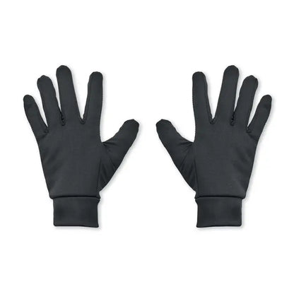 Manusi sport tactile negre cu material neted si elastic si maneci stranse compatibile cu ecran tactil