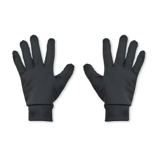 Manusi sport tactile negre cu material neted si elastic si maneci stranse compatibile cu ecran tactil