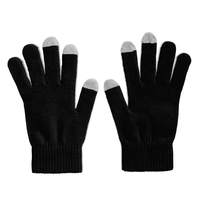 Manusi tactile pentru smartphone-uri negre din tricot cu varfuri argintii pentru ecran tactil