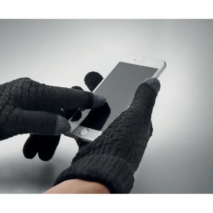 Manusi tactile rpet negre cu touchscreen si tesatura texturata pentru utilizare pe smartphone