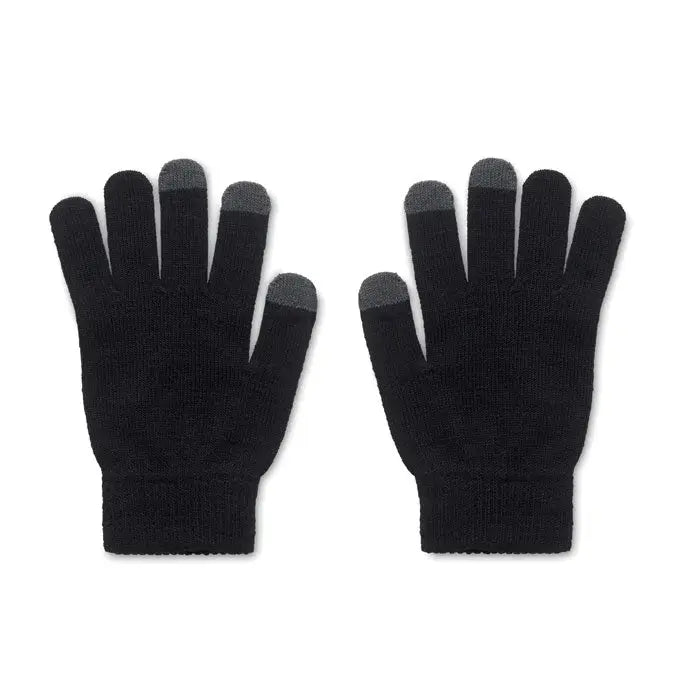 Manusi tactile rpet negre din tricot cu varfuri gri tactile pentru ecran touch