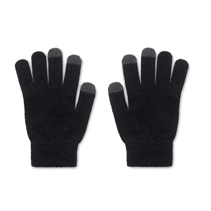 Manusi tactile rpet negre din tricot cu varfuri gri tactile pentru ecran touch