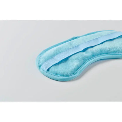 Masca de ochi cu racire reversibila din material plusat bleu deschis cu elastic pentru confort si relaxare