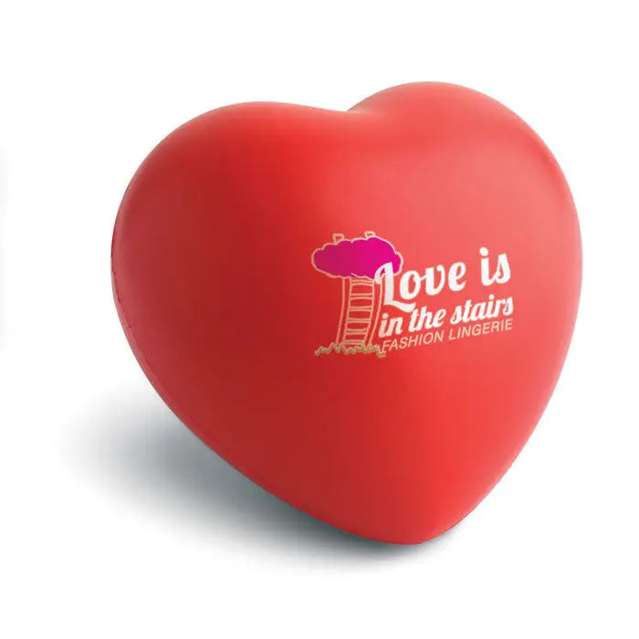 Minge antistres inima rosie din material pu cu finisaj lucios si logo love is in the stairs fashion lingerie