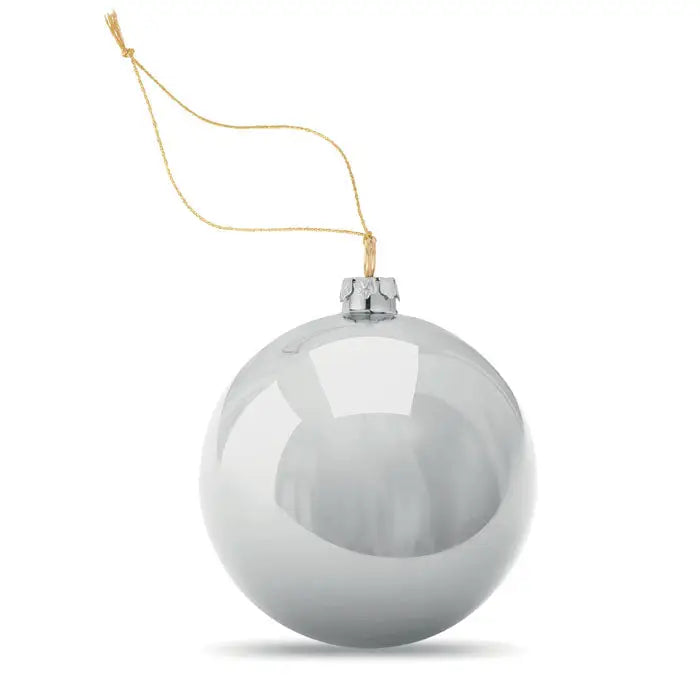 Minge de Craciun pentru sublimare argintie metalica cu capat si snur auriu eleganta pentru decor festiv