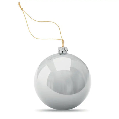Minge de Craciun pentru sublimare argintie metalica cu capat si snur auriu eleganta pentru decor festiv