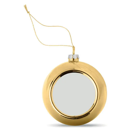 Minge de craciun aurie cu suprafata oglinda reflectorizanta si capac decorativ argintiu pentru sublimare