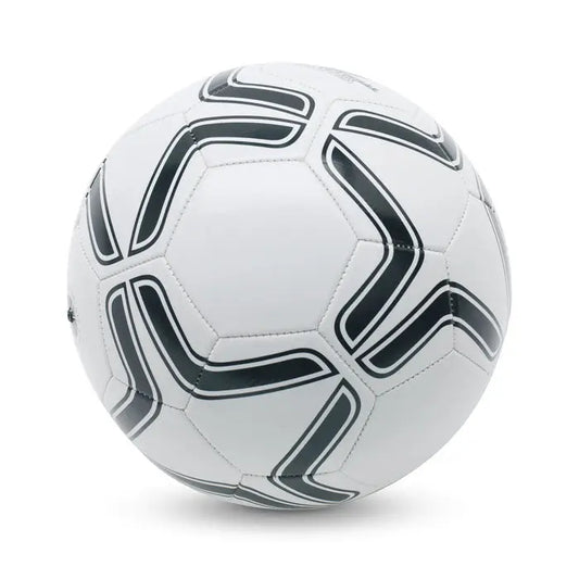 Minge de fotbal din pvc alb cu modele curbate negre, diametru 21,5 cm, potrivita pentru joc recreativ
