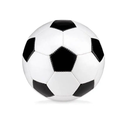 Minge de fotbal mica 15 cm neagra si alba cu model clasic pentagon si hexagon pentru joc recreational