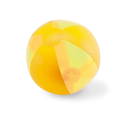 Minge de plaja gonflabila translucida galbena cu design clasic segmentat pentru joaca pe plaja