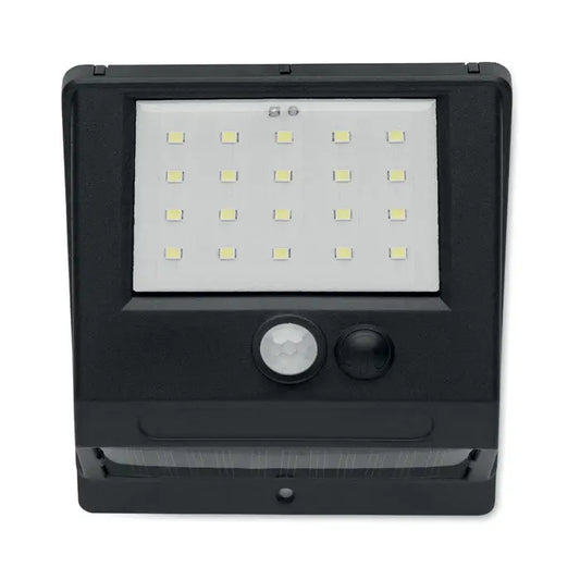 Miscare cu lumina solara led neagra dreptunghiulara cu 24 leduri si doi senzori circulare pentru exterior