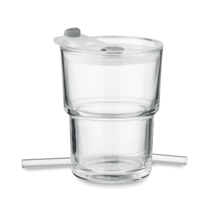 Pahar de sticla cu paie 400ml