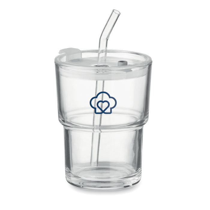 Pahar de sticla cu paie 400ml