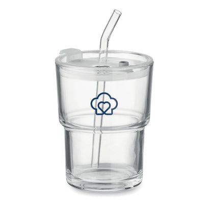 Pahar de sticla cu paie 400ml