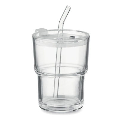 Pahar de sticla cu paie 400ml