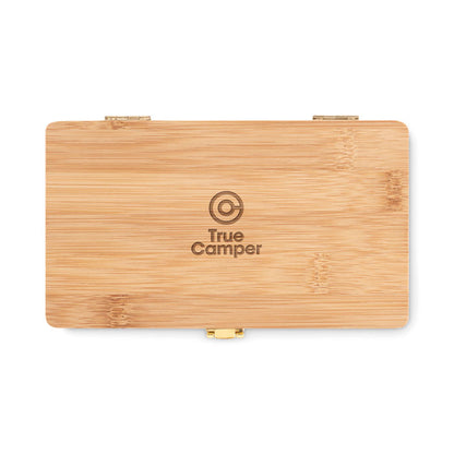 Set de scule de 21 buc in cutie de bambus