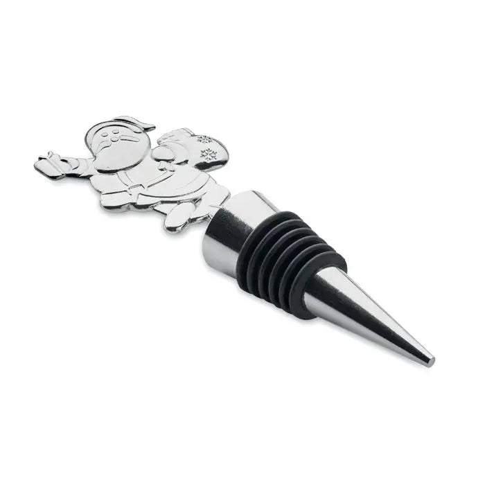 Motiv de Craciun pentru dop de sticle argintiu cu finisaj metalic si etansare din cauciuc negru