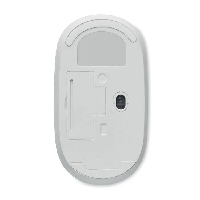 Mouse fara fir din bambus alb cu design ergonomic si finisaj plastic neted