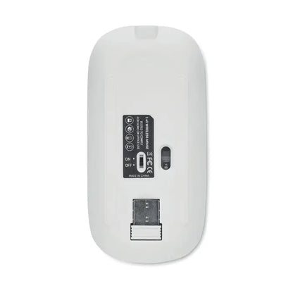 Mouse fara fir reincarcabil alb cu design ergonomic si receptor usb atasat pe partea inferioara