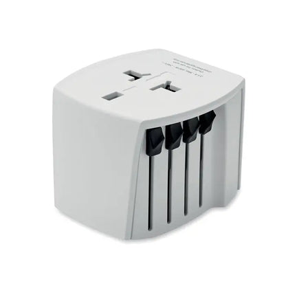 Adaptor de călătorie universal alb din plastic MUV USB cu pini negri interschimbabili și 2 poli