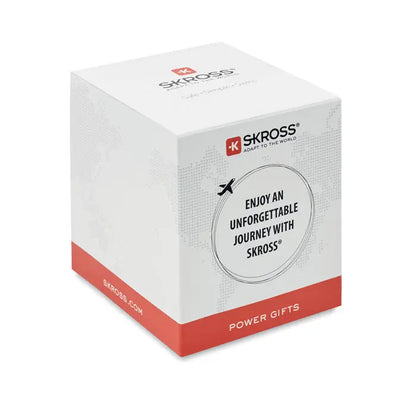 Cutie de cadou skross alb cu rosu cu model subtil harta lumii pentru produsul muv usb 2 poli