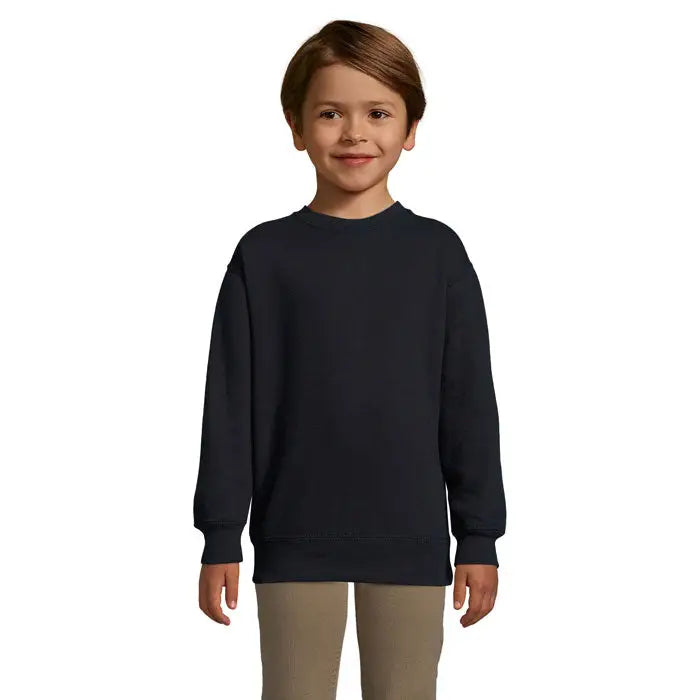 Pulover dark navy blue new supreme kids 280g cu guler rotund si maneci si tiv cu bordura elastica