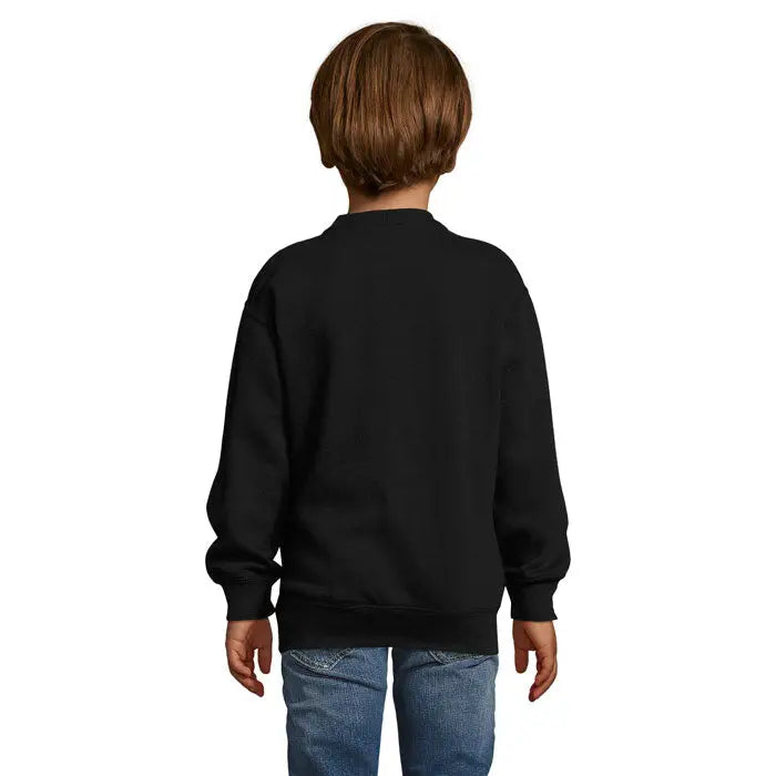 Pulover negru supreme kids 280g cu mâneci lungi și manșete rib pentru copii