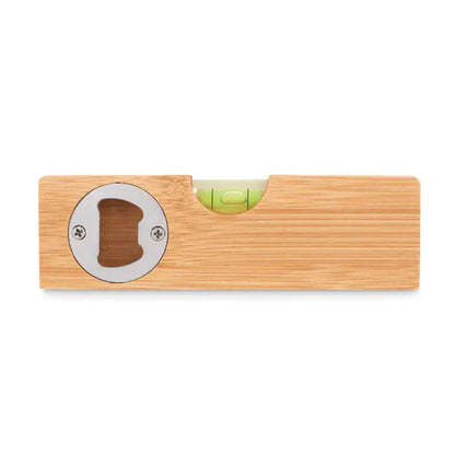 Nivela cu bula de aer din bambus cu deschizator de sticle integrat si bula verde pentru aliniere precisa