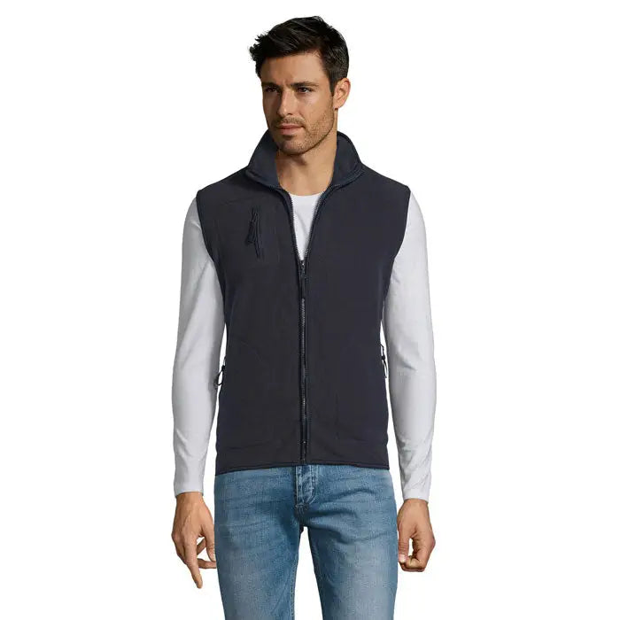 Vestă unisex NORVEGIA fleece bleumarin cu fermoar lung și două buzunare laterale din fleece moale