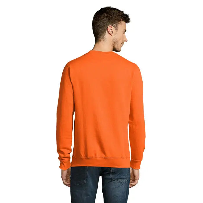 Bluza unisex noua supreme sweat portocalie cu maneci lungi si mansete striate din material moale