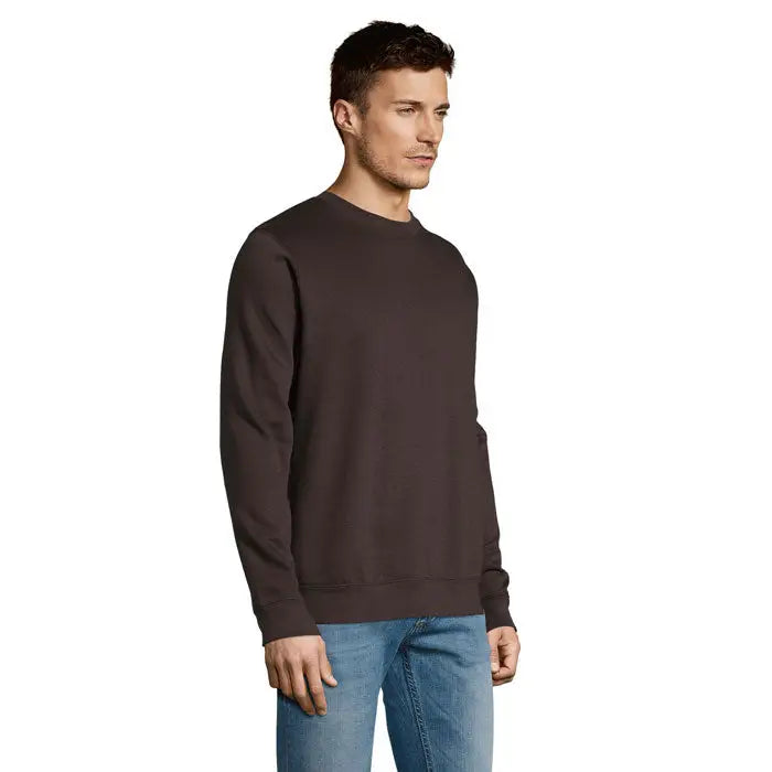 Bluză unisex noua supreme sweat maro închis cu guler rotund mâneci lungi și manșete tricotate