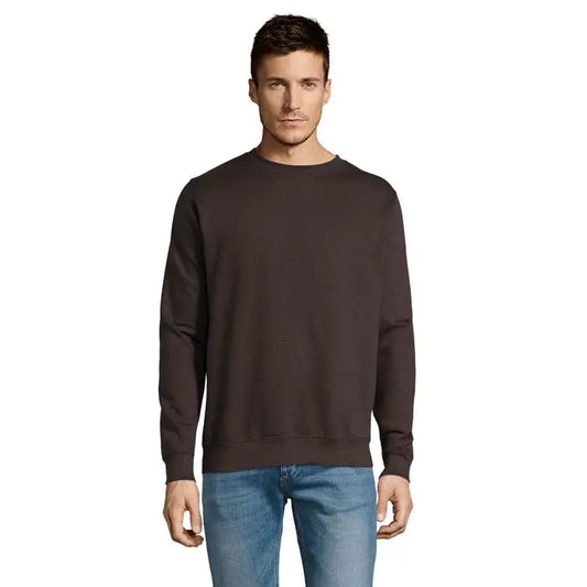 Bluza unisex noua supreme sweat maro închis, cu mâneci lungi și decolteu rotund, ideală pentru ținute casual