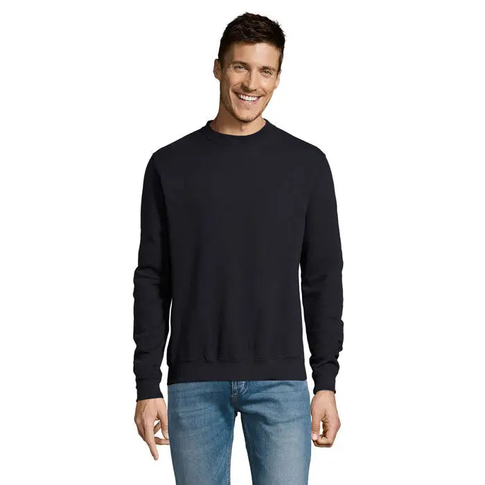 Măr de crewneck negru noua supreme sweat unisex cu mâneci lungi și manșete riburate din bumbac moale