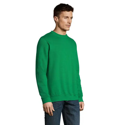 Bluza unisex noua supreme sweat verde solid cu guler rotund, mâneci lungi și manșete reiate