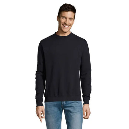 Sweatshirt negru noua supreme unisex cu guler rotund mâneci lungi și manșete cu reiat texturată