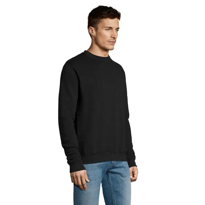 Bluză neagră cu mâneci lungi și manșete reiate noua supreme sweat unisex din bumbac, potrivită pentru uz casual