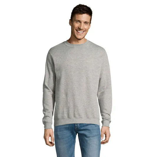 Noua Supreme Sweat unisex heather gray crewneck sweatshirt with ribbed cuffs and hem for casual wear